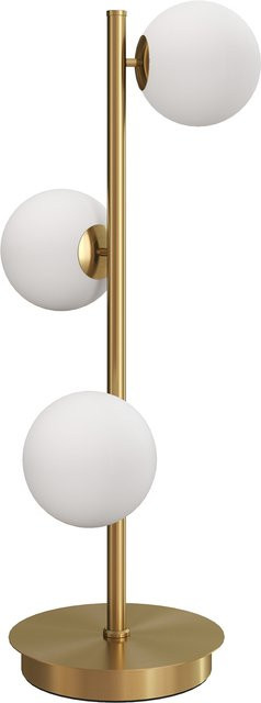 HOMCOM Tischlampe mit 3 Kugelschirmen in Messing und Beige, Nachttischlampe mit stabilem Stahlfuß und G9-Fassungen für Schlafzimmer und Wohnzimmer - Bild 1