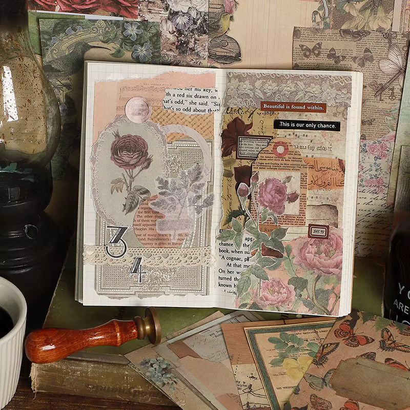 Mr.Paper Vintage Blumen- und Schmetterlingspapier für Junk Journals und Scrapbook Collage, 100 Stück, Multicolour - Bild 3