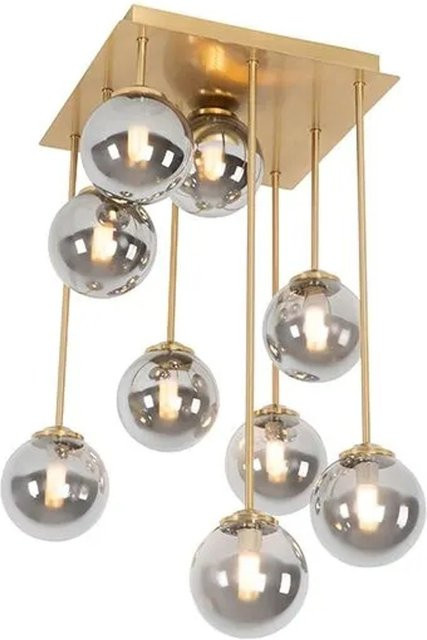 QAZQA Athen Moderne Deckenleuchte in Gold mit 9 Rauchglas-Elementen - Bild 1