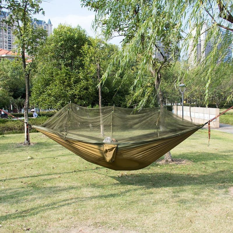 Binchi Outdoor Product Doppelte Moskitonetz-Hängematte in Grün, B/T/H: 300 x 200 cm, Nylon-Campinghängematte für den Außenbereich - Bild 2