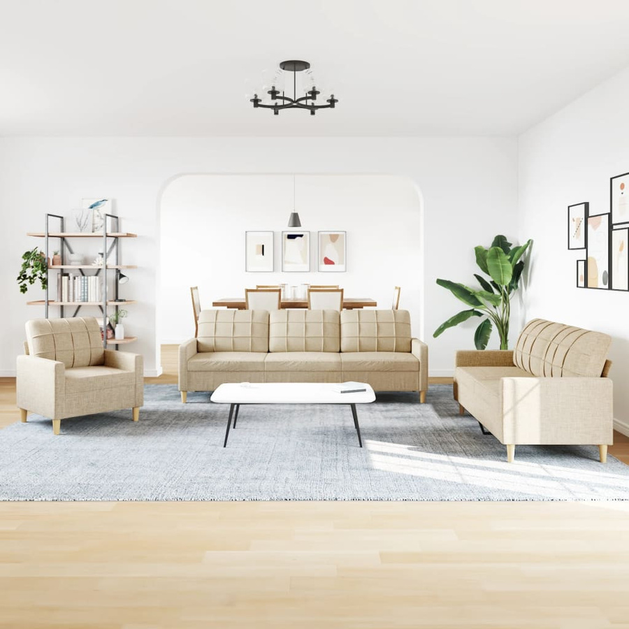 Vidaxl 3-Sitzer Entspannungsgarnitur mit Stoffbezug in Beige und Metallgestell - Bild 2