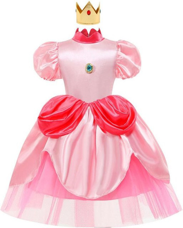 DewBloom Super Mario Prinzessin Peach Rollenspiel Kostüm Kleid rosa