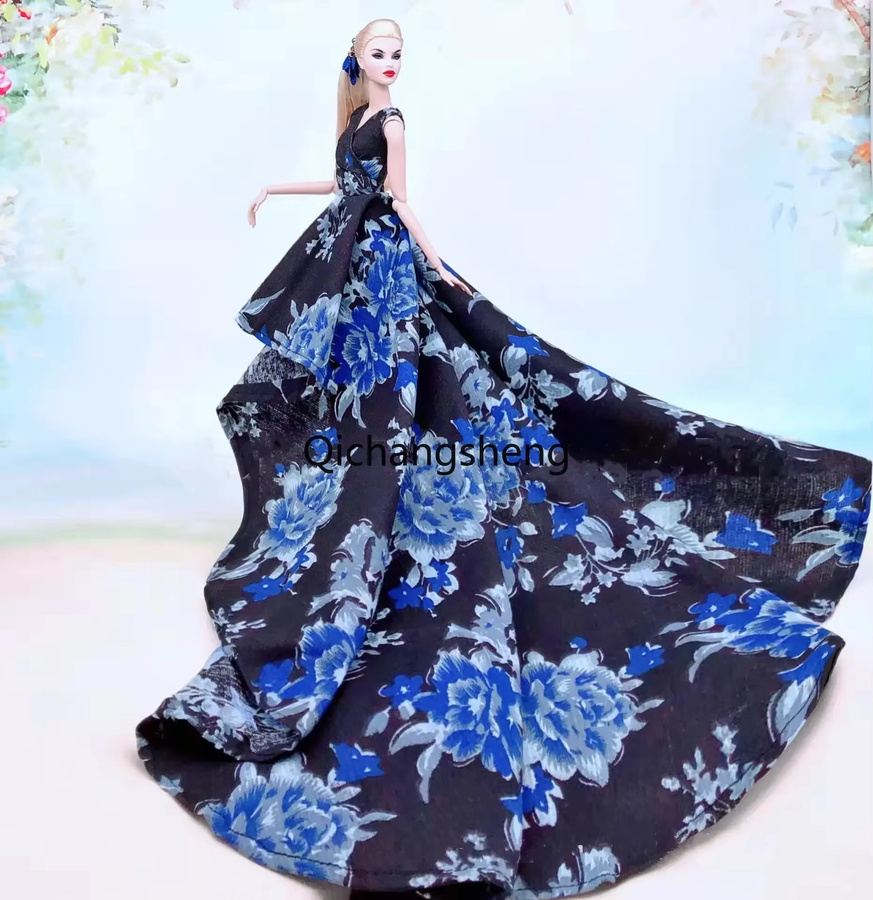 qichangsheng Puppen Zubehör schwarzes Prinzessin Party Abendkleid - Bild 2