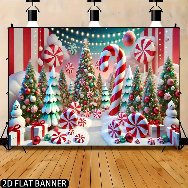 VIKAMA Weihnachts-Wandteppich mit Süßigkeiten-Motiv als Wanddekoration für Kinderzimmer und Wohnzimmer - Bild 2