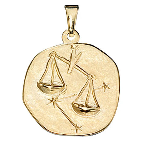 Colfem Anhänger Sternzeichen Waage, 333 Gelbgold, Unisex - Bild 1