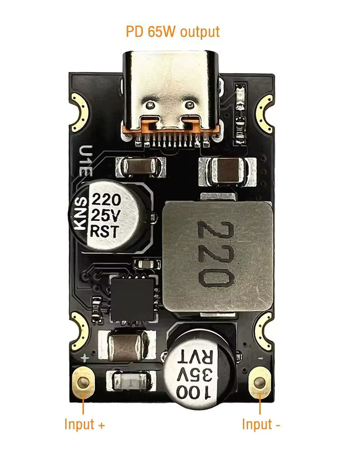 Diymore USB-C PD 65W Schnellladeadapter-Modul QC4.0 QC3.0 Step-Down-Modul in Schwarz für Huawei SCP/FCP und Apple PD, Eingangsspannung DC 8-32V, 3,25A - Bild 3