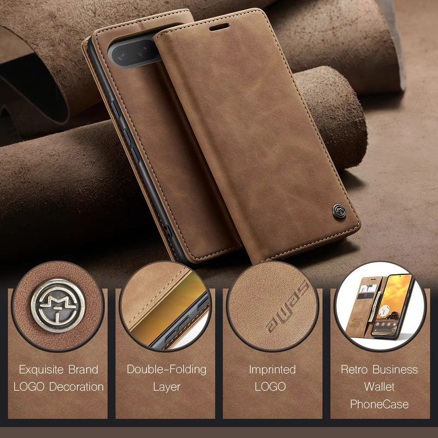 Lederne Magnet-Brieftasche als Schutzhülle für Google Pixel 9 Pro, 8 Pro, 10 XL und Flip in Rot oder Braun mit Kartenfach und Standfunktion - Bild 4
