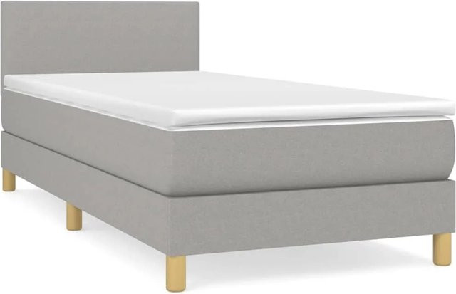 vidaXL Boxspringbett mit Matratze Hybrid-Design in Hellgrau, B/T/H: 80 x 203 x 78 cm - Bild 1