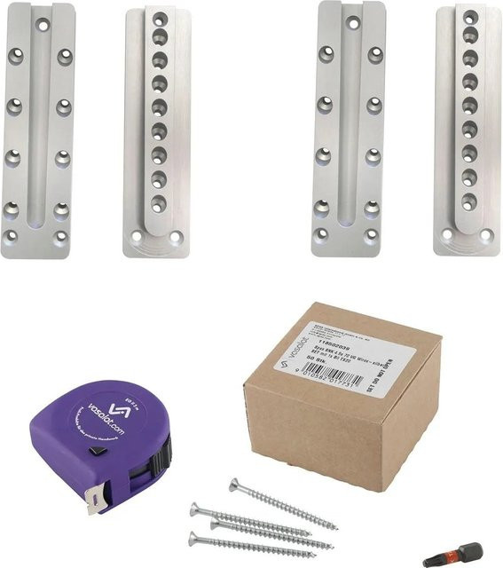vasalat Set HVP Schwerlastverbinder aus Aluminium in Silber mit Spax T-Star Plus Schrauben und TX20 Bit, Maße: B: 150 mm, H: 40 mm, D: 12 mm - Bild 1