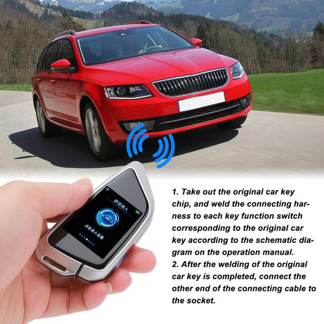 KaiSai Intelligenter Autoschlüssel mit LCD-Bildschirm und Bluetooth 5.0 in Schwarz und Silber - Bild 1