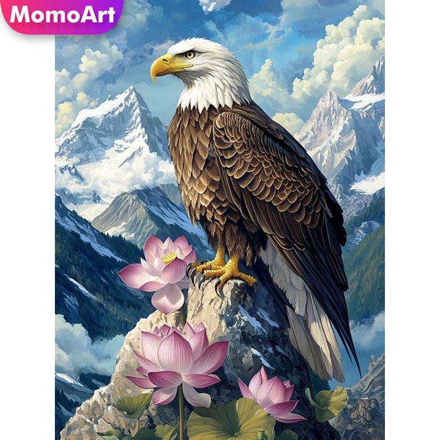 Momoart Diamantmalerei Adler und Natur Motiv als DIY Stickerei in Mehrfarbig - Bild 1