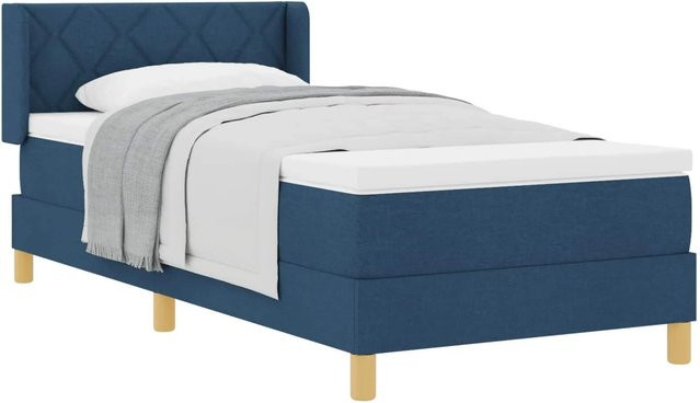 vidaXL Boxspringbett mit Matratze in Blau, B/T: 90 x 200 cm - Bild 1