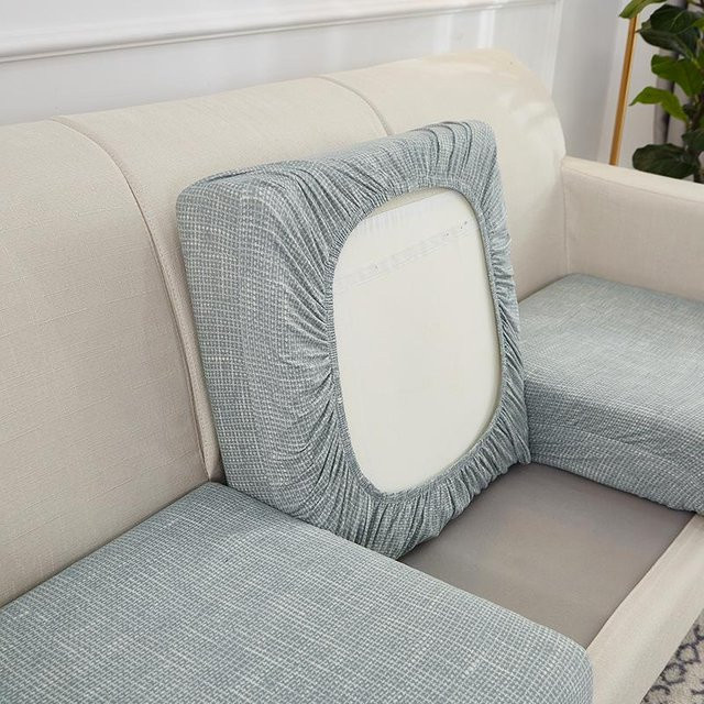 FebEr Elastischer Sofa-Sitzkissenbezug für Ecksofas und Chaiselongues mit geometrischem Design in Grau - Bild 1