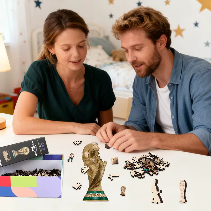 FIFA 2026 USA Mexiko Kanada Weltmeisterschafts-Pokal, Holzpuzzle, 3D-Puzzle - Bild 4