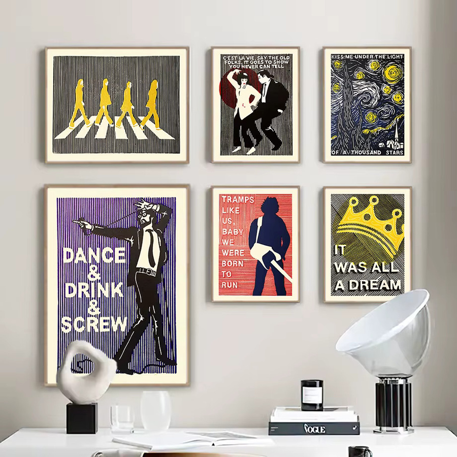 Potdemiel Wandkunst Leinwand Nordic Poster mit Bruce Springsteen, Bob Marley, The Kinks und Abbey Road für deine Wohnzimmer Dekoration - Bild 2