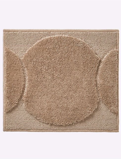 Badematte Kreis mit Grafikdesign in Sand und Beige, rutschhemmend und für Fußbodenheizung geeignet, 100% Polyester - Bild 1