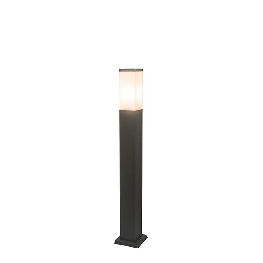 QAZQA Malios Moderne Außen Pollerleuchte Dunkelgrau mit Opal Glas, IP44, E27, Höhe: 80 cm - Bild 2