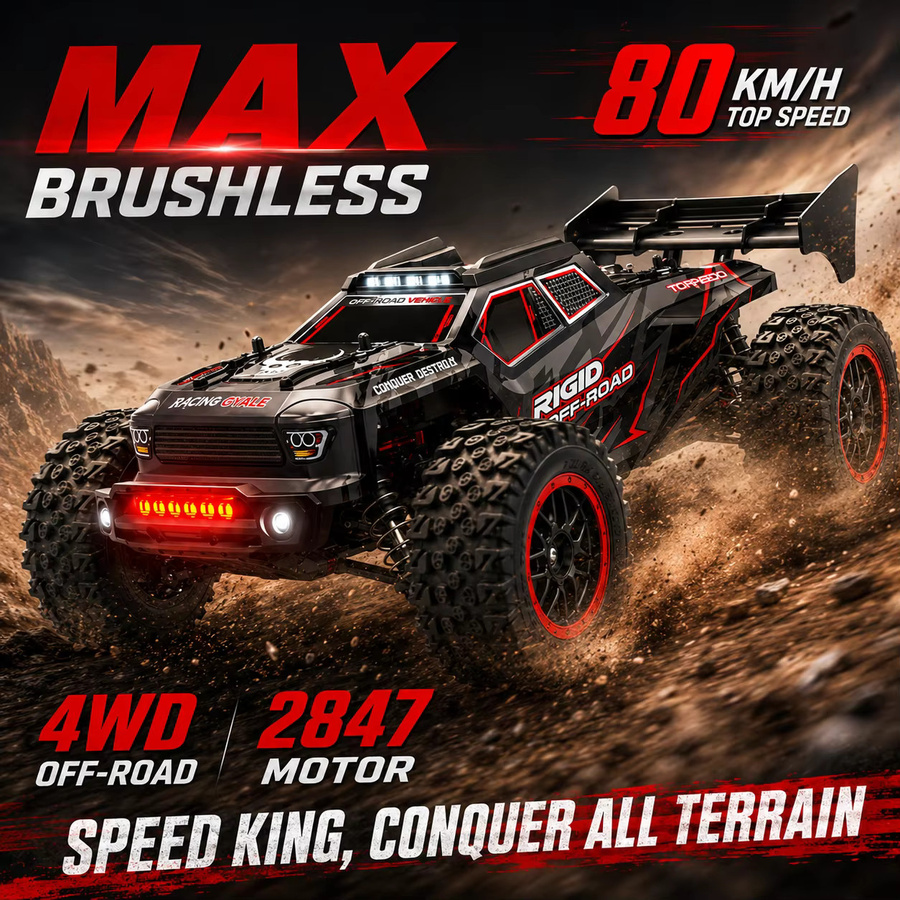 ZNLYRION Hochgeschwindigkeits-All-Terrain-RC-Auto, mit LED, 4x4-Radantrieb - Bild 4
