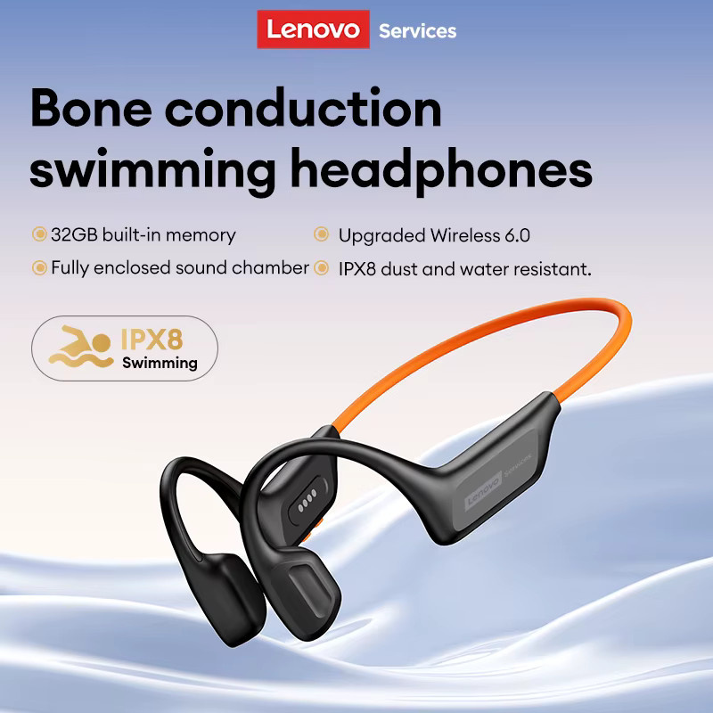 Lenovo S106 True Bone Conduction Headset Bluetooth 6.0 IPX8 wasserdichte Kopfhörer mit 32 GB MP3-Speicher und Mikrofon in Schwarz oder Orange - Bild 6