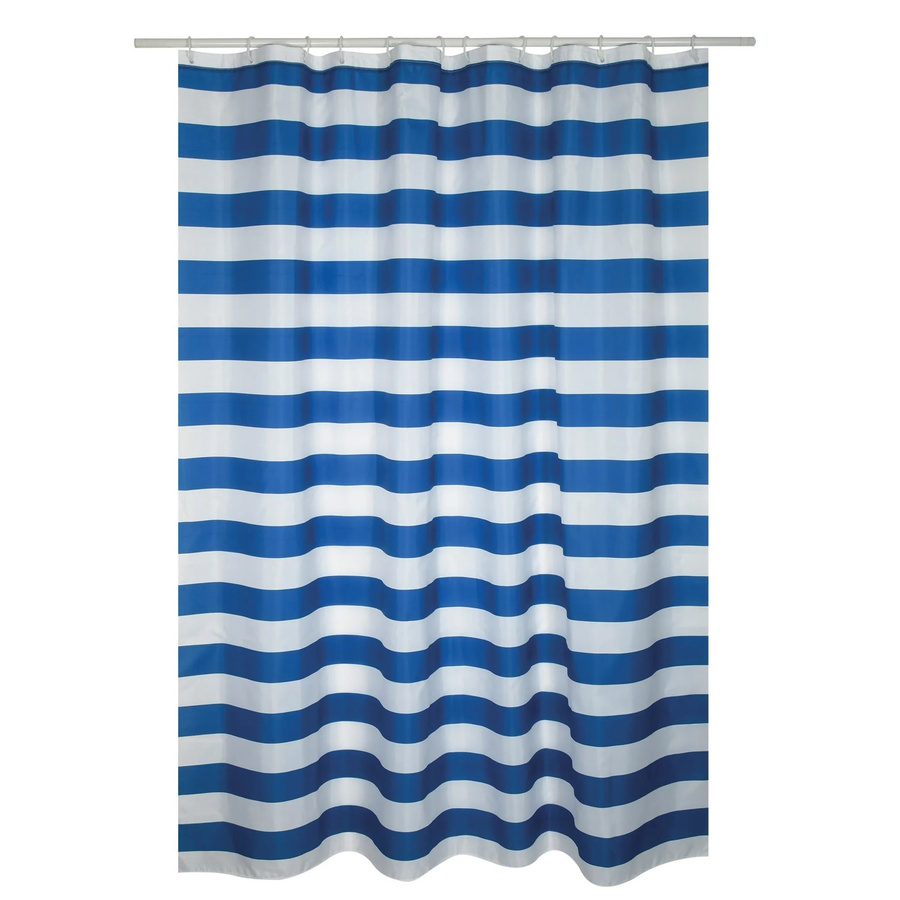 MSV Duschvorhang Brighton aus Polyester, Blau-Weiß, B: 180 cm, H: 200 cm - Bild 2
