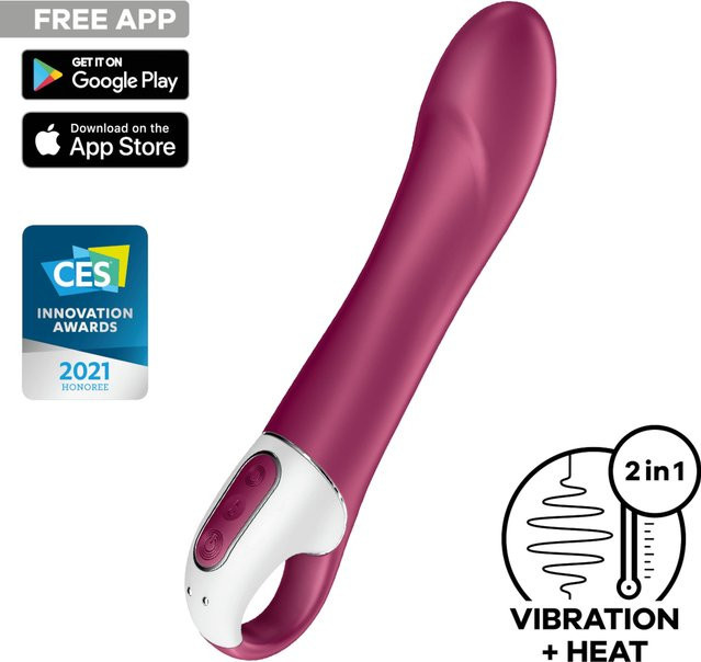Satisfyer Big Heat Connect App Vibrationsmassagegerät in Weiß-Lila, Länge: 22,5 cm - Bild 1