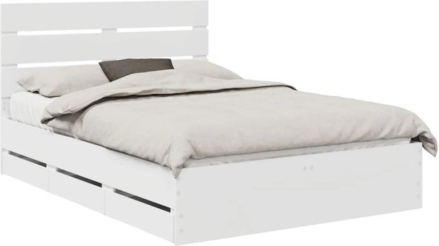 vidaXL Bettrahmen mit Schubladen in Weiß aus Holzwerkstoff, B/T/H: 160 x 200 x 37,16 cm - Bild 1