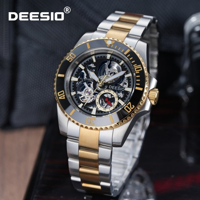 Deesio Armbanduhr Automatik, Edelstahl, Schwarz, Herren - Bild 1