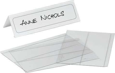 DURABLE Tischnamensschild Dachaufsteller aus transparentem PET, 10 Stück, B: 12,2 cm, H: 6,1 cm - Bild 1