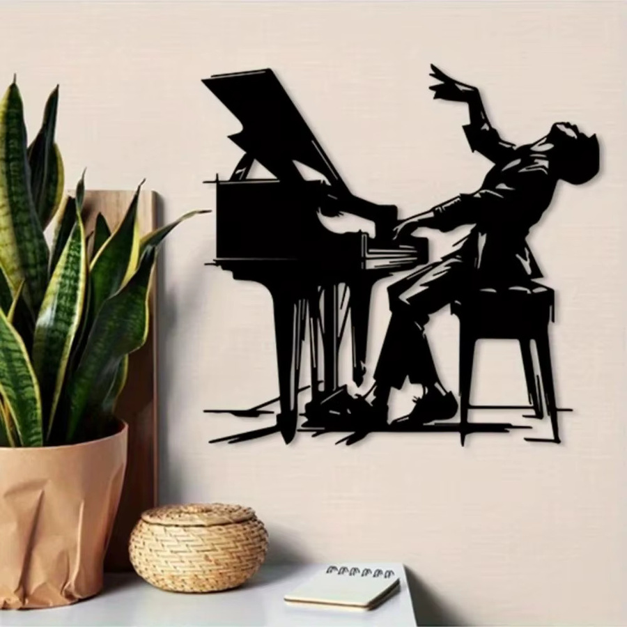 CIFBUY Vintage Jazz-Klavier Wandkunst aus Metall in Schwarz für Innen- und Außenbereiche - Bild 2
