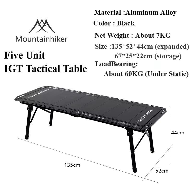 Mountainhiker IGT Outdoor Camping Tisch aus Aluminiumlegierung, 5-teiliges Set, Schwarz, Ultraleichter Klapp-Tisch für BBQ und Picknick - Bild 4