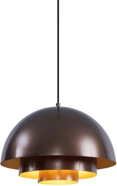 QAZQA Skandinavische Hängelampe Loes in Dunkelbronze mit goldener Innenseite aus Metall - Bild 1