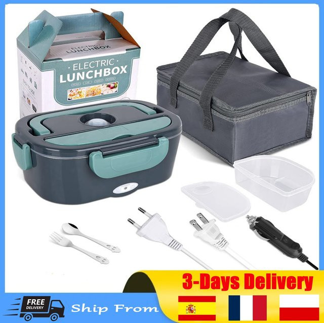 Betuyoo 2in1 Elektrische Lunchbox aus Edelstahl für Haus und Auto, Silber - Bild 1