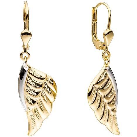 Colfem Ohrringe Flügel Engelsflügel, 333 Gelbgold, bicolor - Bild 1