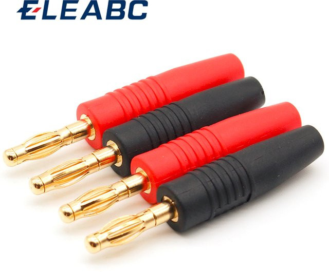 ELEABC 4er-Set vergoldete Banana-Stecker 4mm für Lautsprecherkabel in Gold - Bild 1