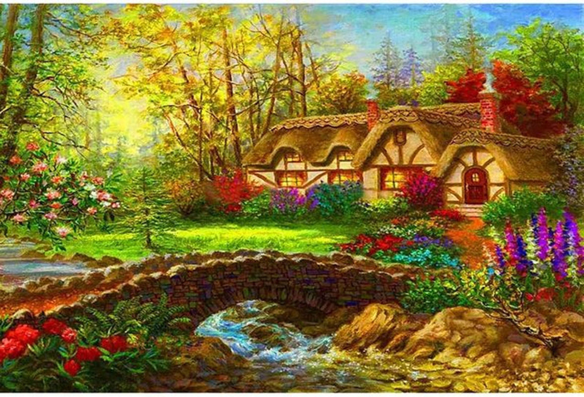 FIYO Diamond Painting Set Fantastischer Wald mit runden Mosaiksteinen, Mehrfarbig, B/H: 30 x 20 cm - Bild 1