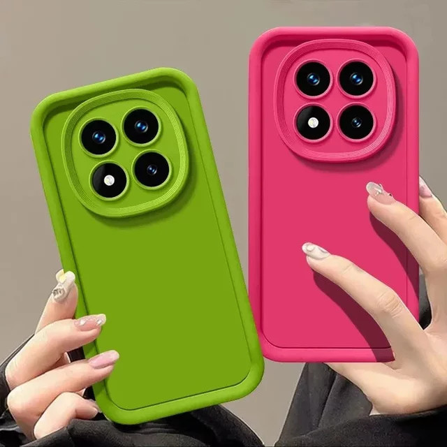 Silikon Schutzhülle für Xiaomi Poco M7 X7 Pro F6 M6 X6 und Redmi Note 14 Pro K80 Pro in Matte Plain Candy Farben, erhältlich in Schwarz und Grün - Bild 1