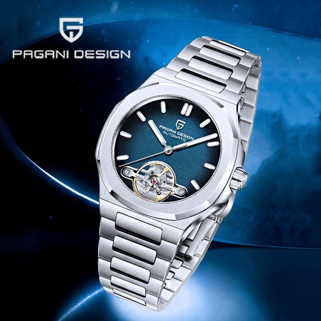 Pagani Design Automatik-Armbanduhr, Edelstahl, Saphirglas, Blau, Herren - Bild 1