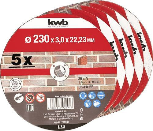 Kwb Trennscheibe gerade für Stein 230 mm, 5 Stück - Bild 1
