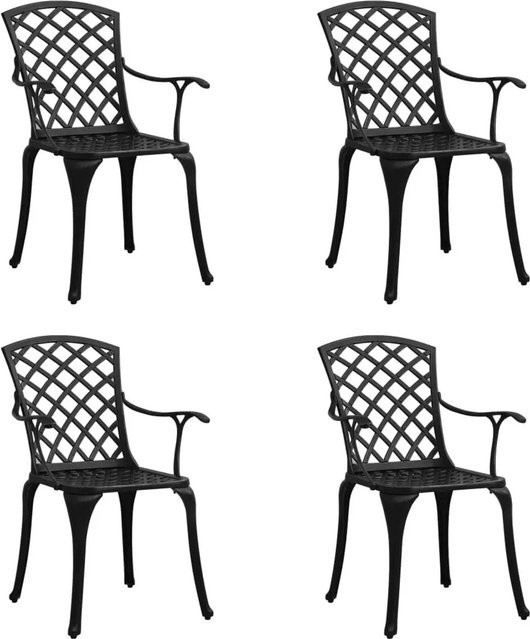 Furnicato Gartenstühle Set aus Aluminiumguss in Schwarz matt mit Armlehnen, 4er Pack - Bild 1
