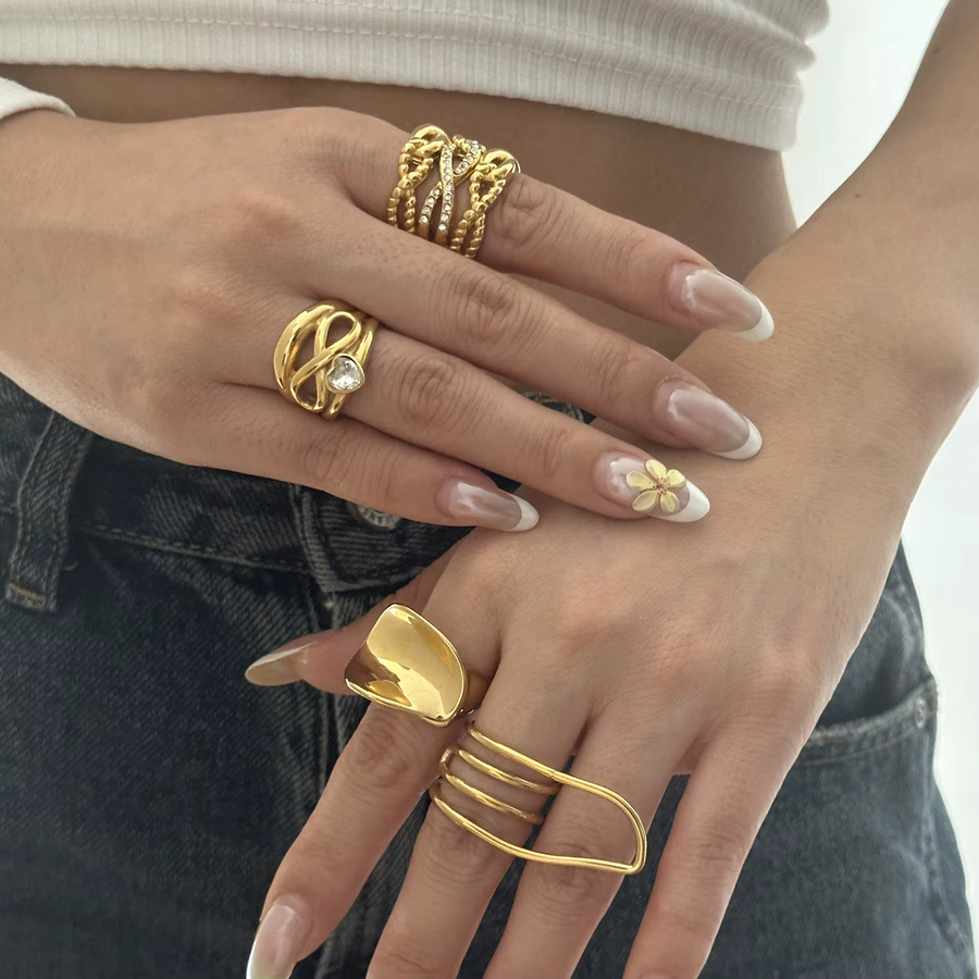 RINHOO FRIENDSHIP Ringe, Edelstahl, vergoldet, Herzform, Zirkonia, Damen - Bild 2