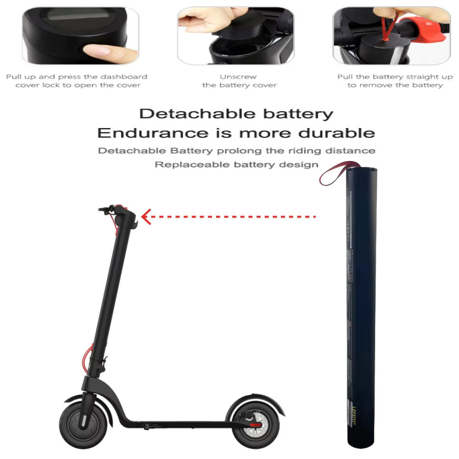 Huanxi HX X7 Elektro-Roller Akku, 36V 10,4Ah, wiederaufladbare eingebaute Batterie, Schwarz - Bild 2