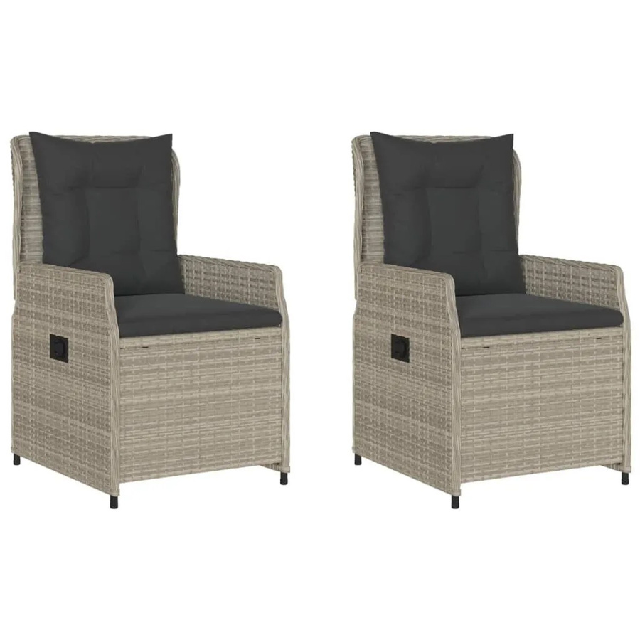 vidaXL Set aus 2 Gartensesseln aus Polyrattan in Grau mit UV-beständigen Kissen und Armlehnen - Bild 2