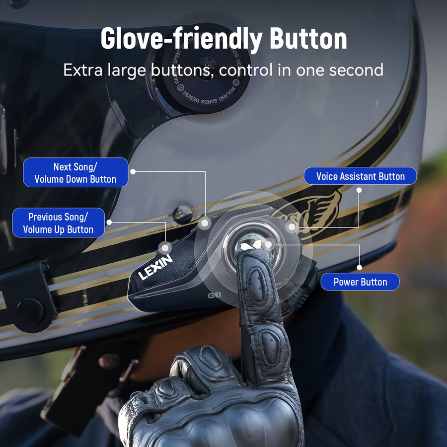 Lexin G1 Motorrad-Bluetooth-Headset für den Helm mit Bluetooth 5.0 und High-Definition-Lautsprechern - Bild 2