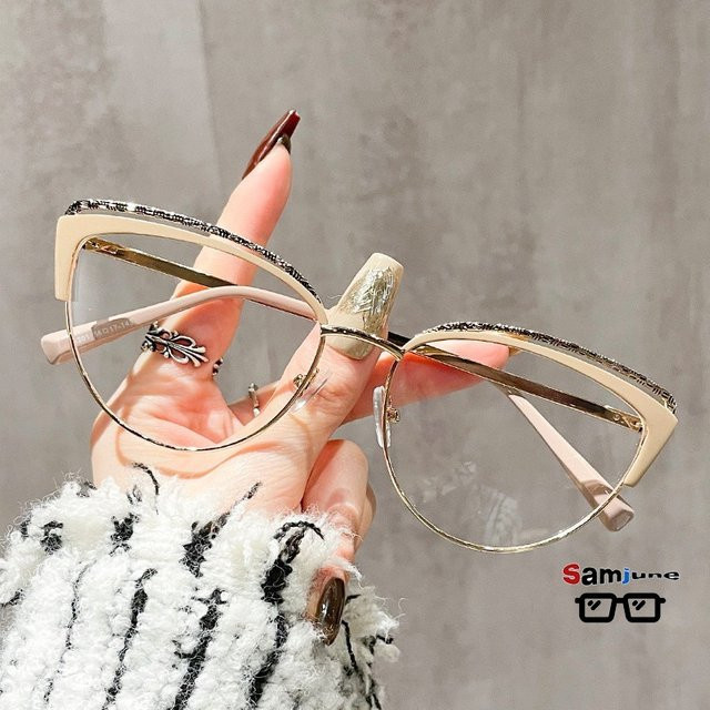 Samjune Korrektionsbrille Katzenaugen, Metall, Damen, Blaulichtfilter - Bild 1