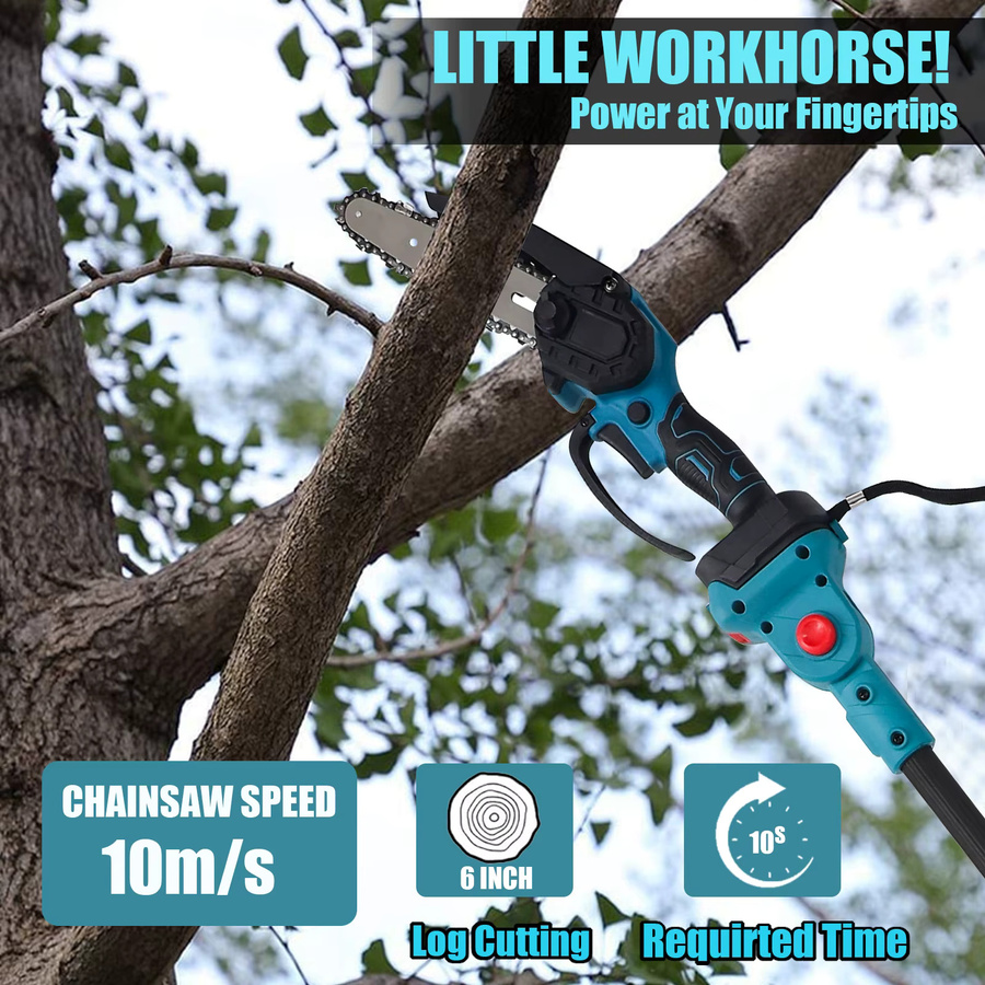 3-in-1 Bürstenlose Teleskop-Elektrokettensäge mit Gartenschere für Makita 18V Akku LXT, Blau - Bild 4