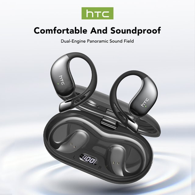 HTC NE57 Open-Ear Bluetooth-Kopfhörer mit AI Simultanübersetzung in Schwarz - Bild 1