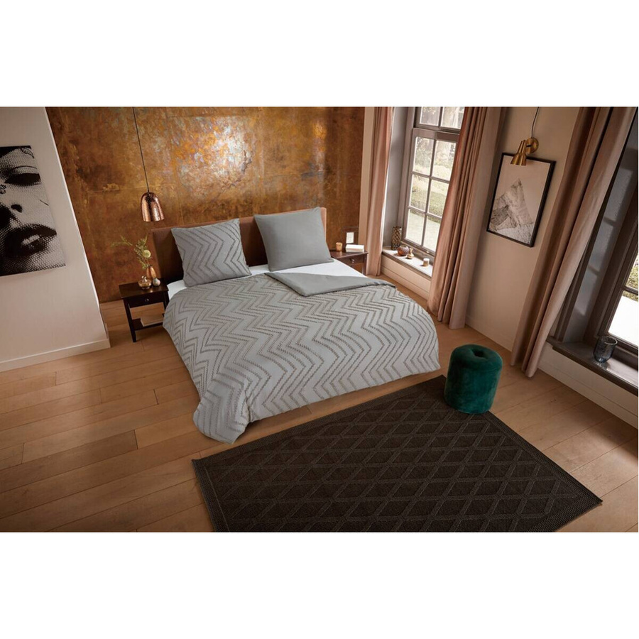 Microfaser Bettwäsche Pure Zigzag in Beige, Set aus Bettbezug und Kissenbezug aus Polyester, B/L: 135 x 200 cm und 80 x 80 cm - Bild 2
