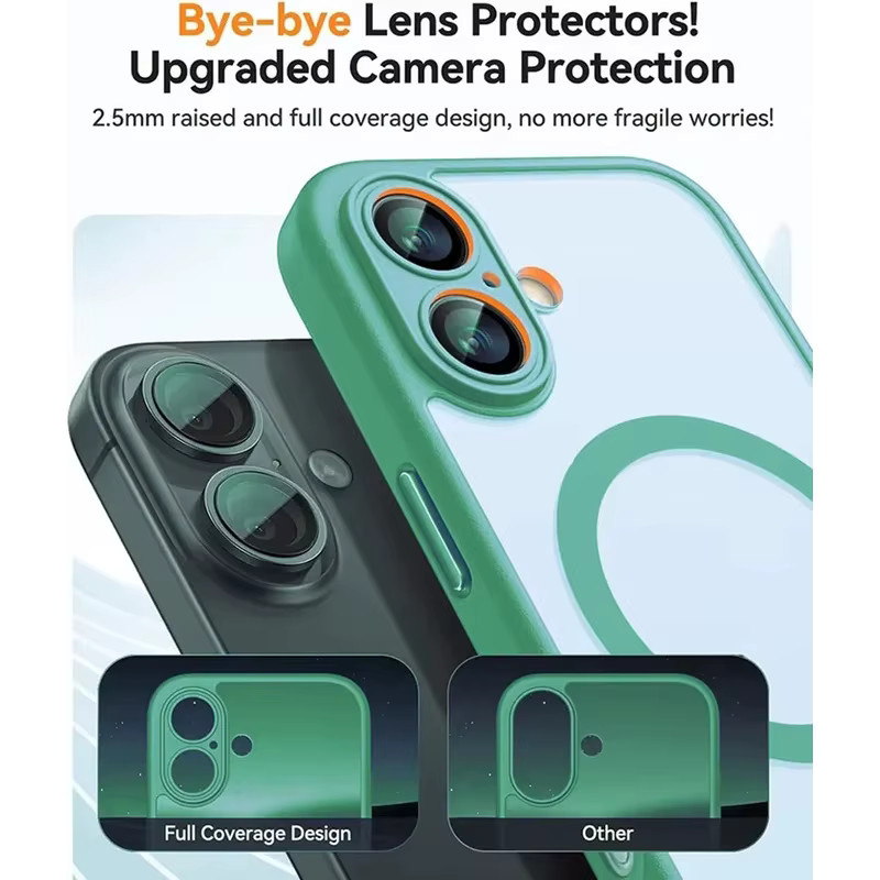 MagSafe Luxus Rüstung Stoßfeste Handyhülle für iPhone 16 15 14 13 Pro Max Plus mit Magnetischer Drahtloser Ladefunktion in Matt Transluzent PC, Farben: Transparent, Lila, Grün - Bild 4