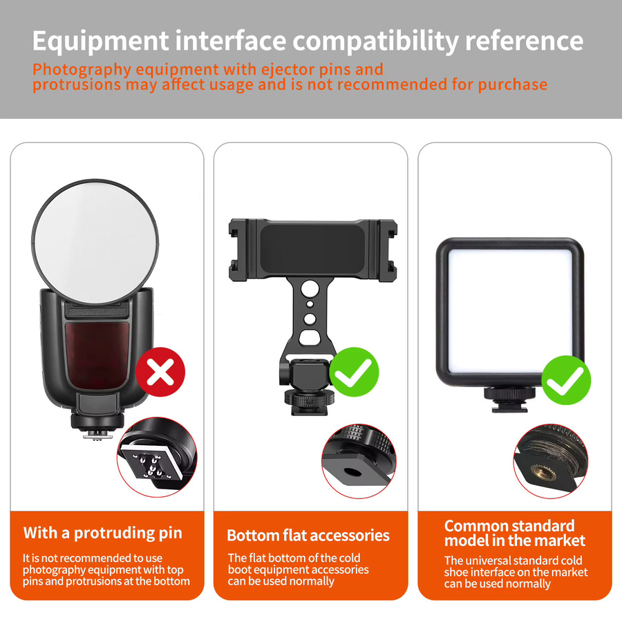 FEICHAO 360 Grad drehbarer Kaltschuh Montageadapter aus Aluminium in Schwarz für Rode und DJI Mikrofone sowie LED-Lichter und Kamerakäfige - Bild 4