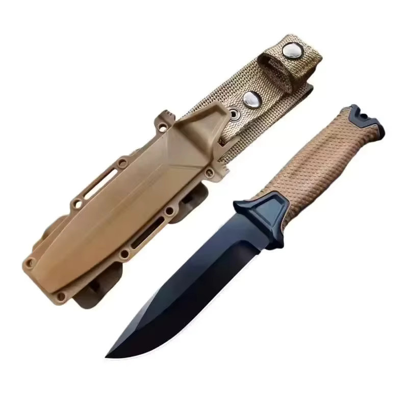 Schwarzes Outdoor-Messer mit feststehender Klinge aus Stahl für Jagd, Trekking und EDC - Bild 2